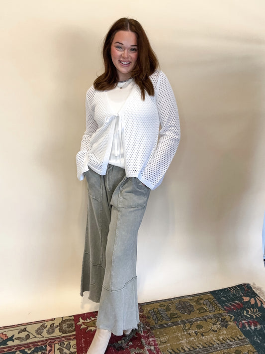 Paige Crochet Front Tie Cardigan
