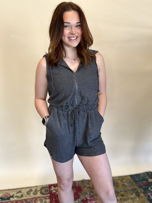 Charcoal Terry Romper