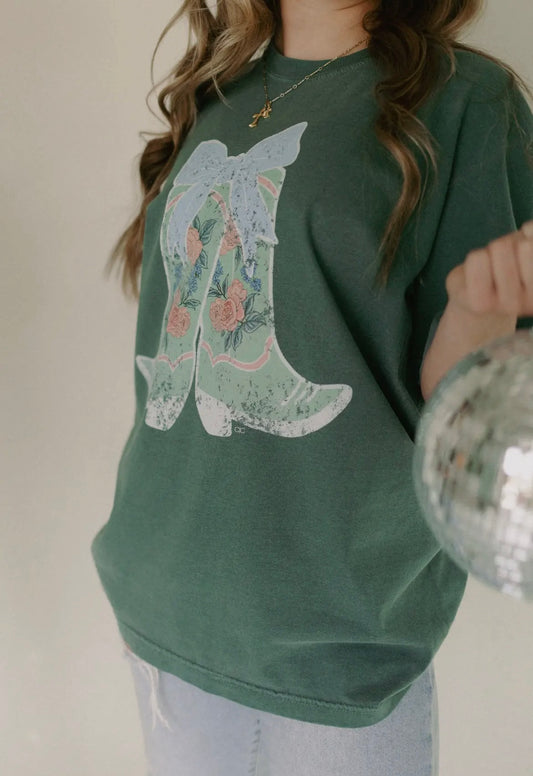 Floral Cowgirl Boots Graphic Tee