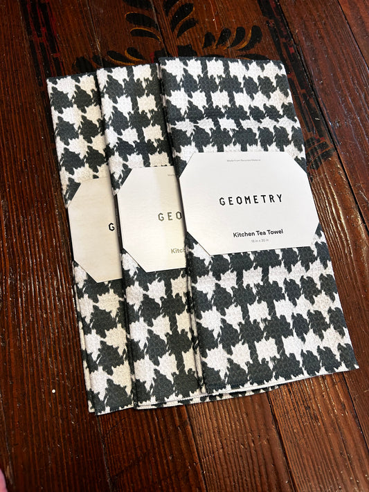 Black Electric Houndstooth Geometry Towel