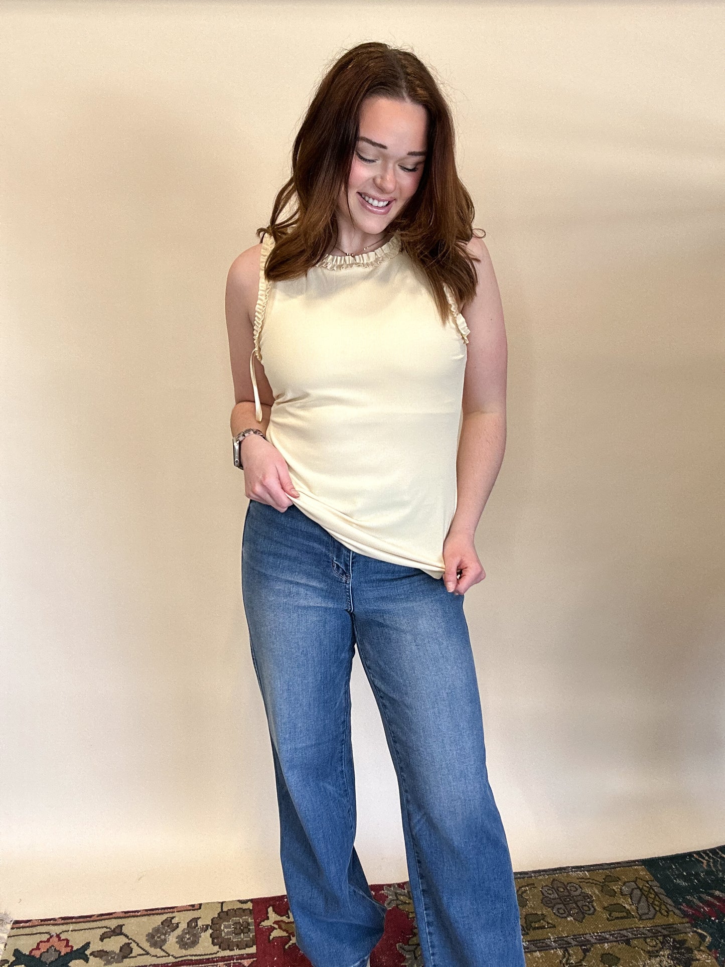 Butter Yellow Ruffle Tank
