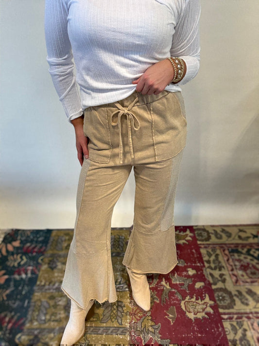 Vintage Washed Flare Pants- Natural