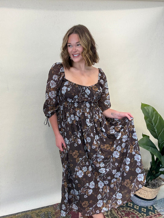 Espresso Fall Floral Dress