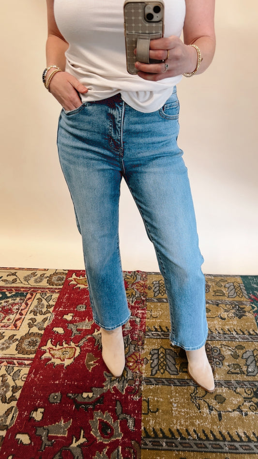 Tummy Control Risen Straight Jeans