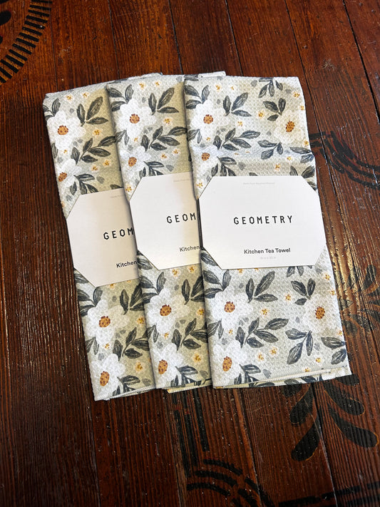 Green Floral Geometry Towel