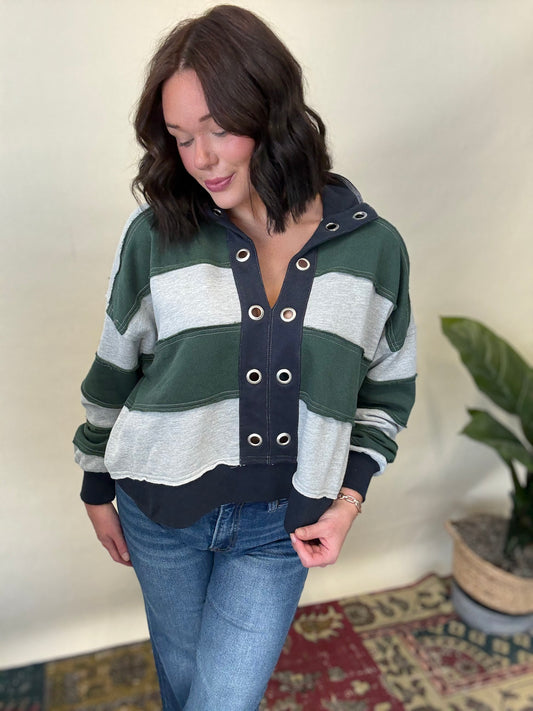 Emerald and Navy Stripe Pullover