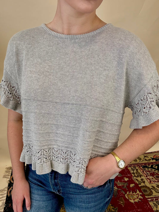 Grey Ruffle Hem Top