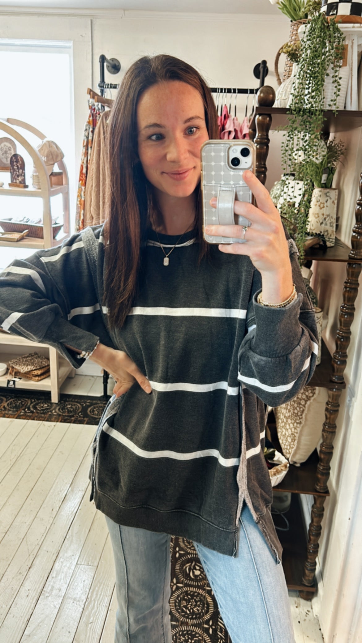 Oversized Striped Pullover