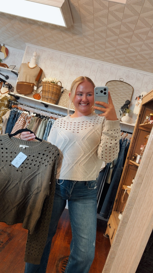 Open Cable Knit Sweater