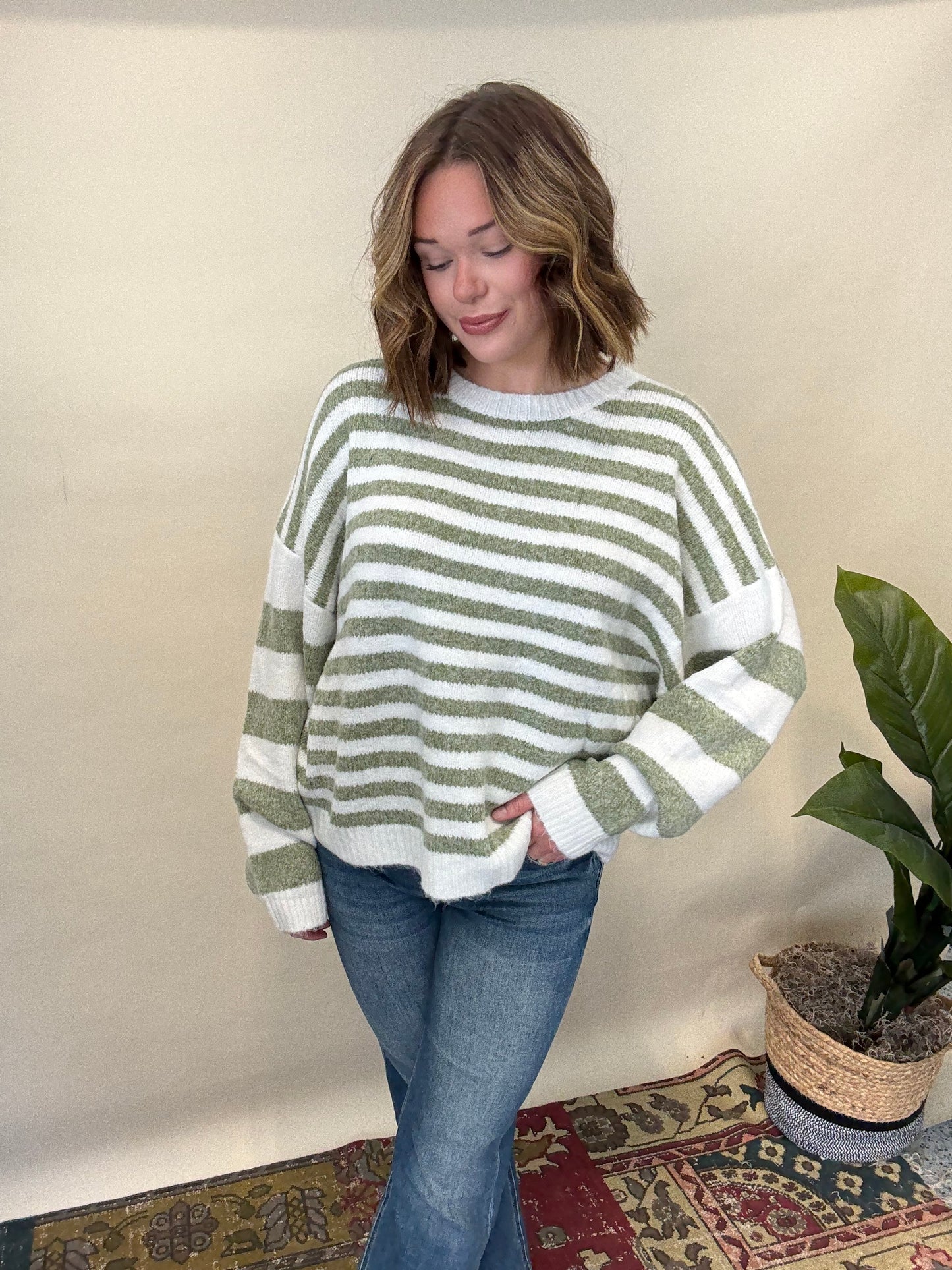 Sage Striped Sweater