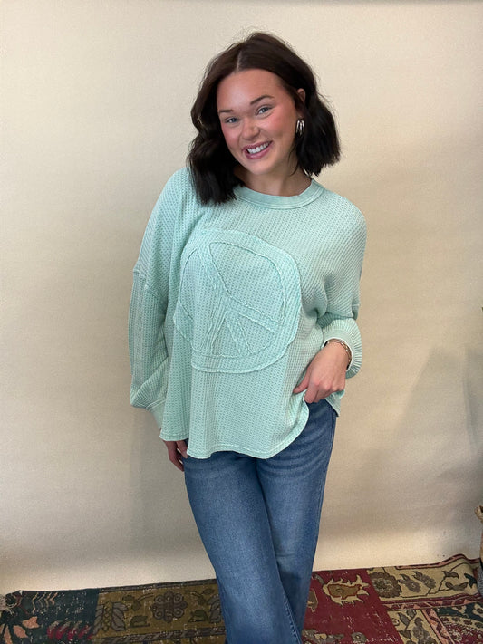 Mint Peace Knit Top
