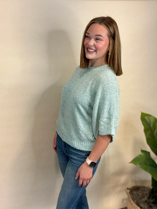 Sage Quarter Sleeve Sweater
