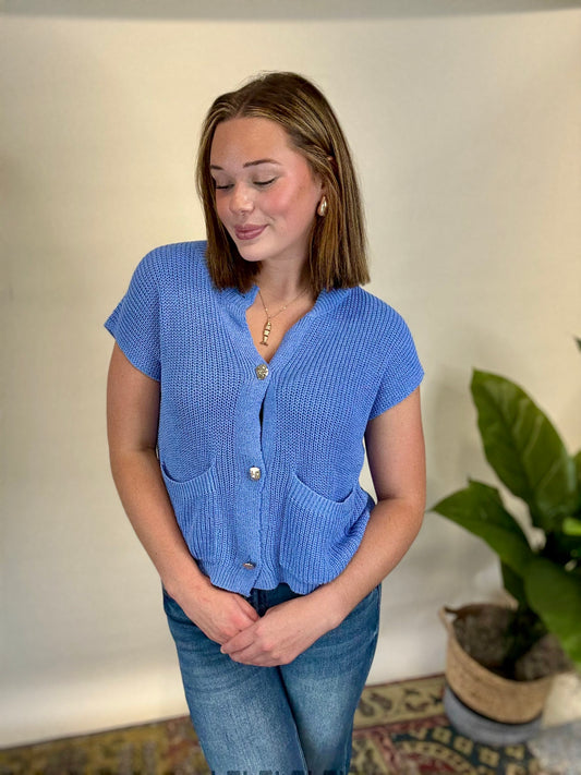 Delilah Blue Knit Vest