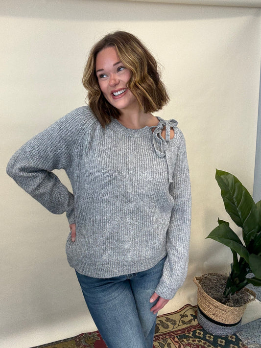 Gray Bow Tie Sweater