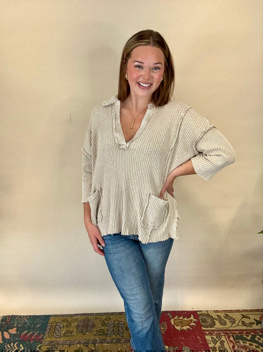 Khaki Mineral Wash Pullover