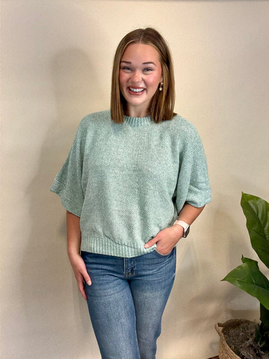 Sage Quarter Sleeve Sweater