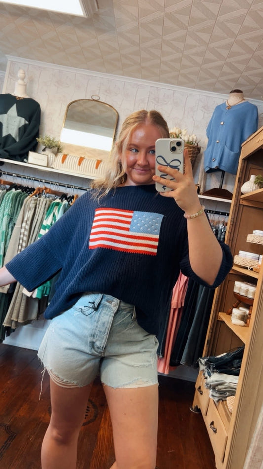 American Flag Knit Top