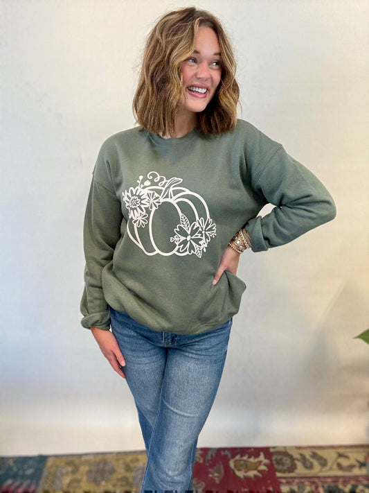Olive Pumpkin Crewneck