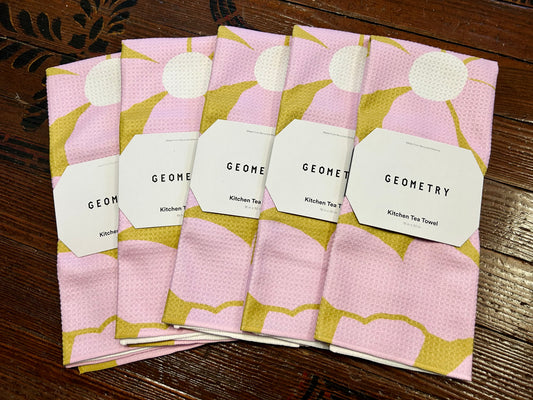 Pink Floral Geometry Towel