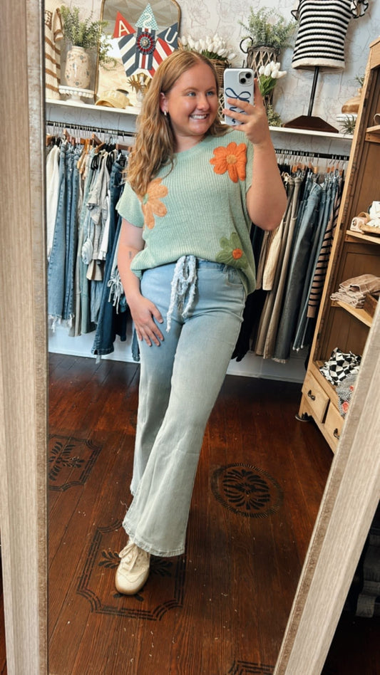 Sage Flower Sweater