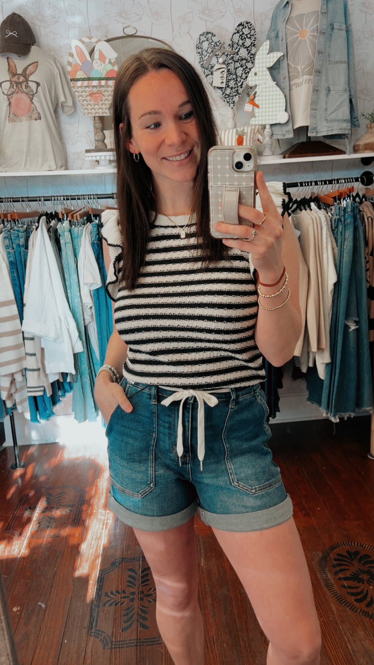 Striped Ruffle Sleeve Sweater