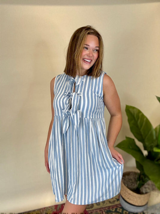 Striped Bow Mini Dress