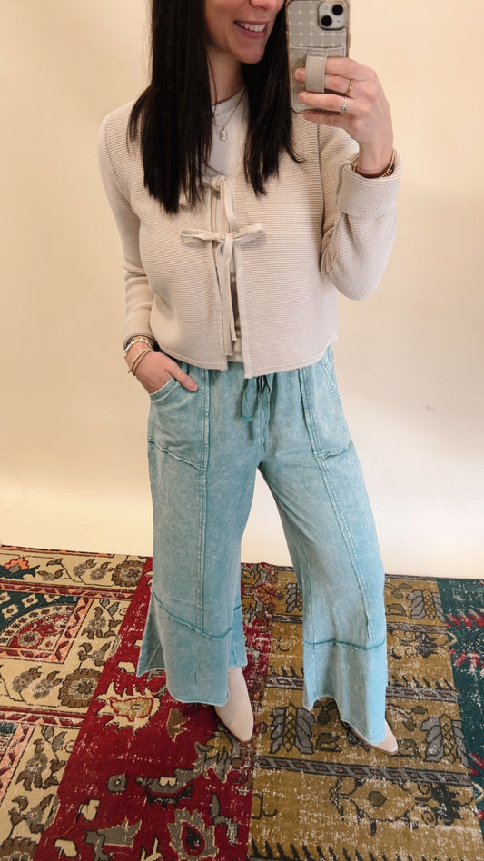 Sand Front Tie Cardigan