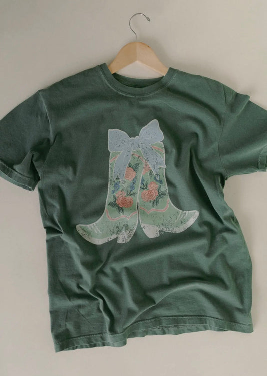 Floral Cowgirl Boots Graphic Tee