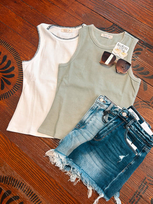 Ivory Stitched Tank