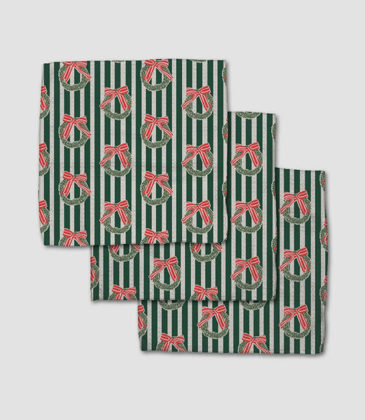 Green Wreaths Geometry Dish Cloths