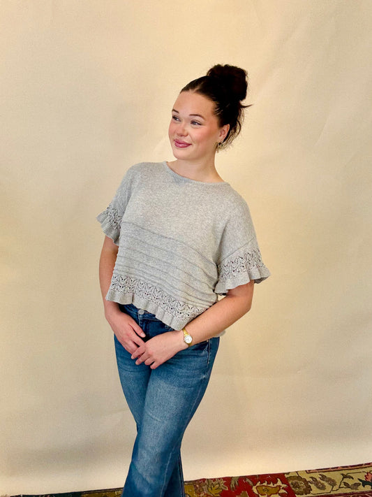 Grey Ruffle Hem Top