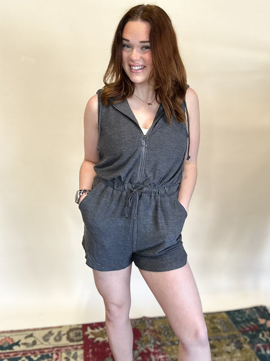 Charcoal Terry Romper