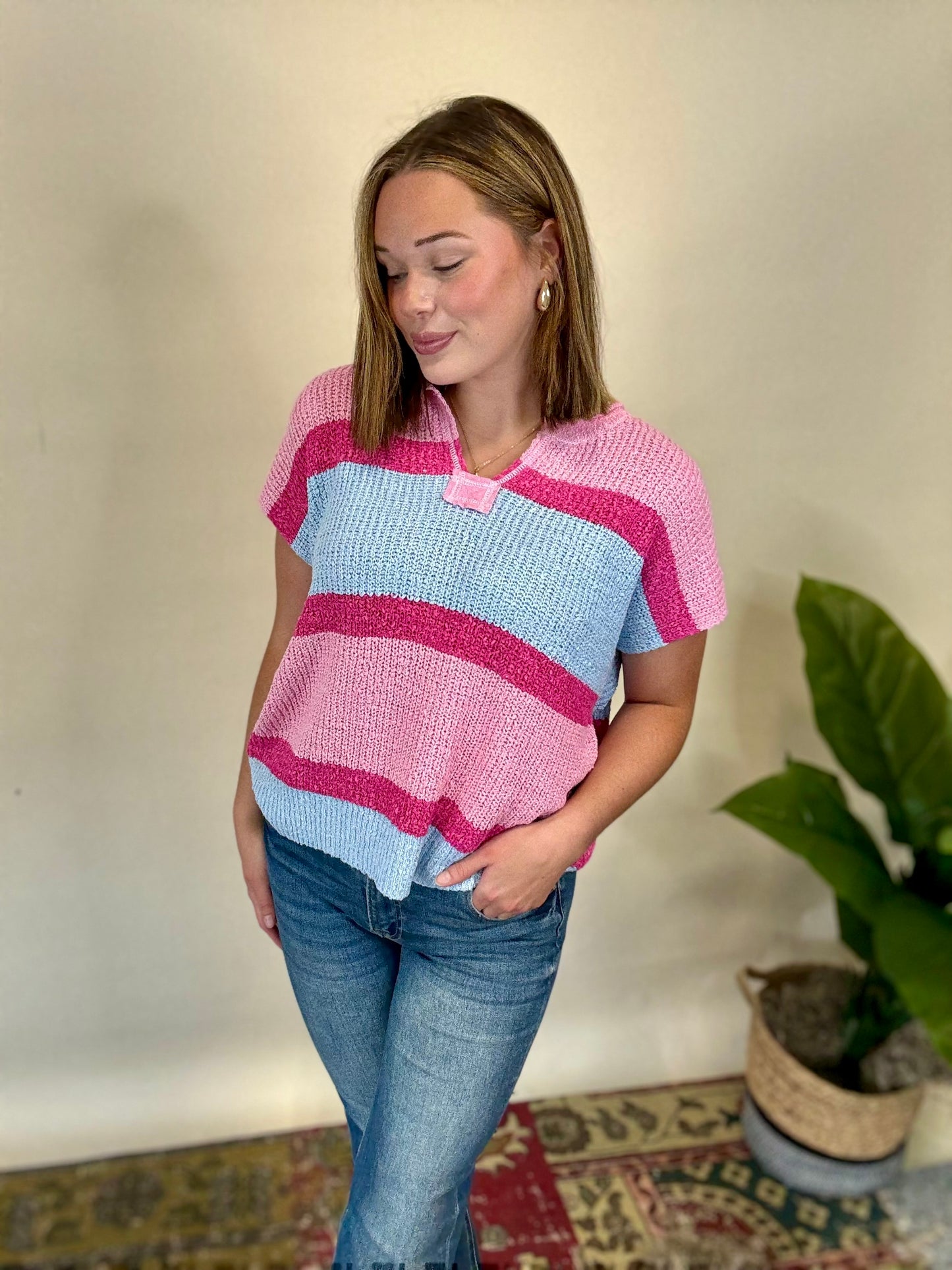 Pink Sky Sweater Top