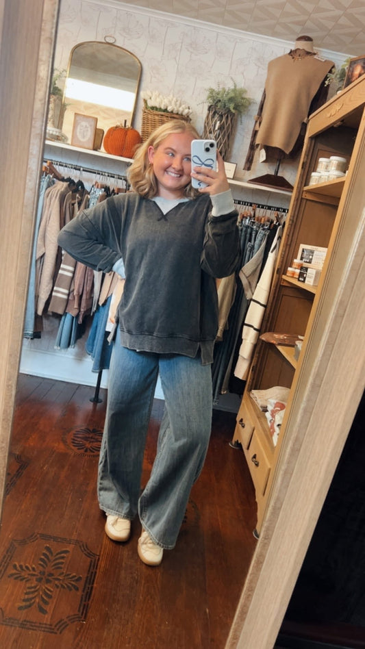 Charcoal Washed Oversized Sweater