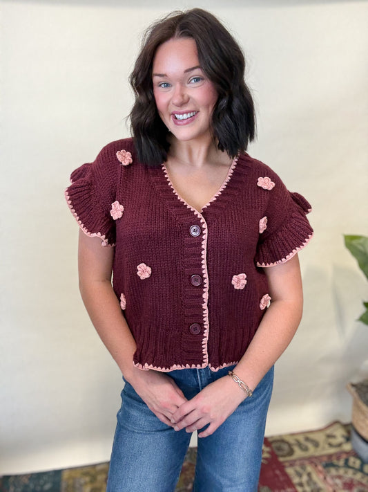 Floral Crochet Button Up