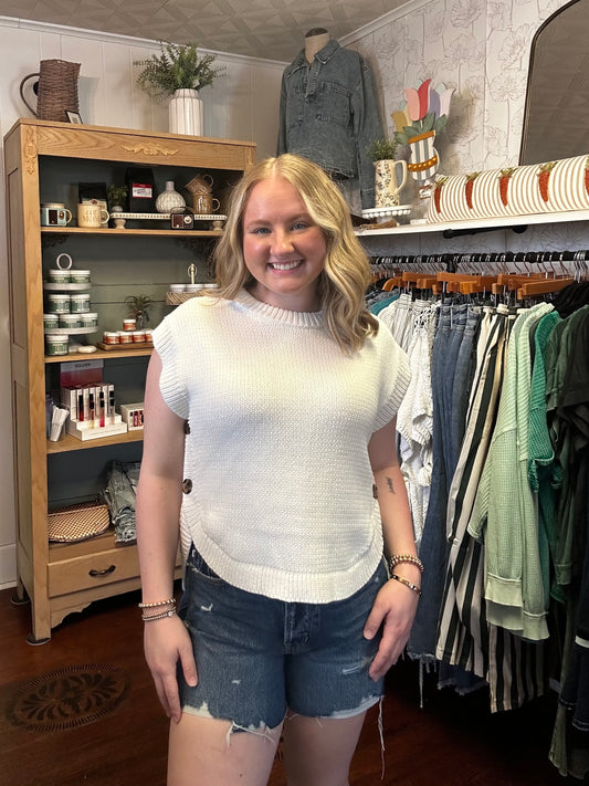 Ivory Side Button Vest