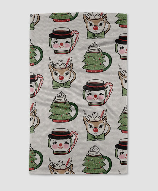 Vintage Mugs Geometry Towel