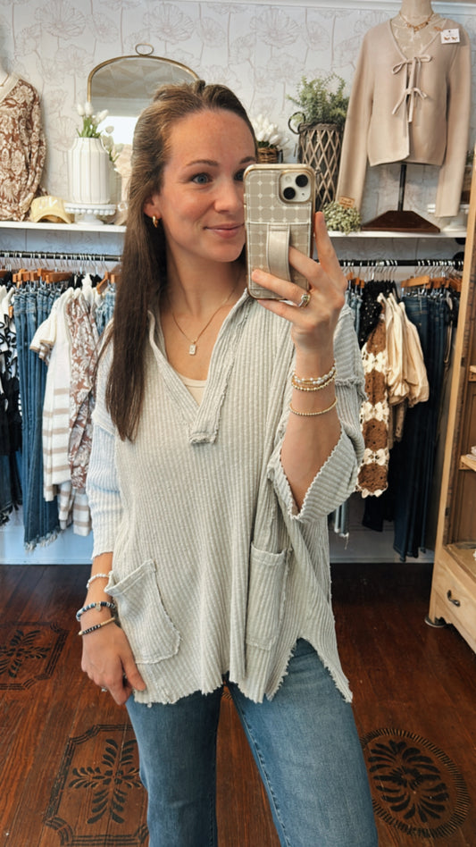 Grey Mineral Wash Pullover