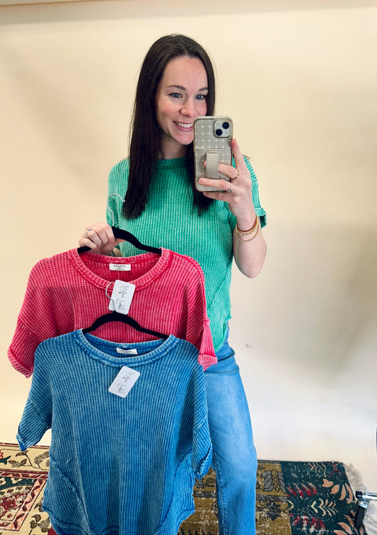 Summer Waffle Knit Top