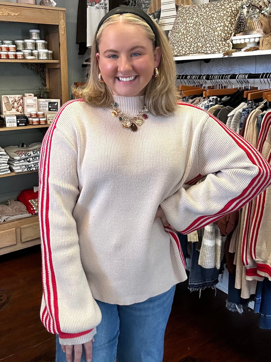 Striped Mock Neck Sweater