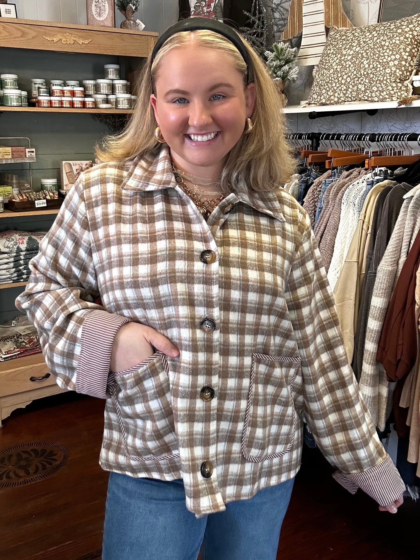 Plaid Button Up Jacket