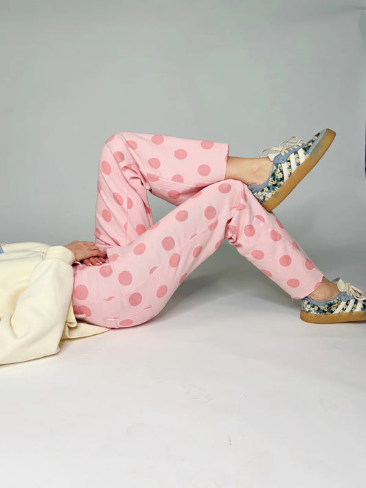 Pink Polka Dot Denim