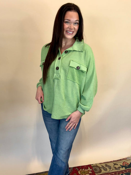 Sage Terry Cloth Pullover
