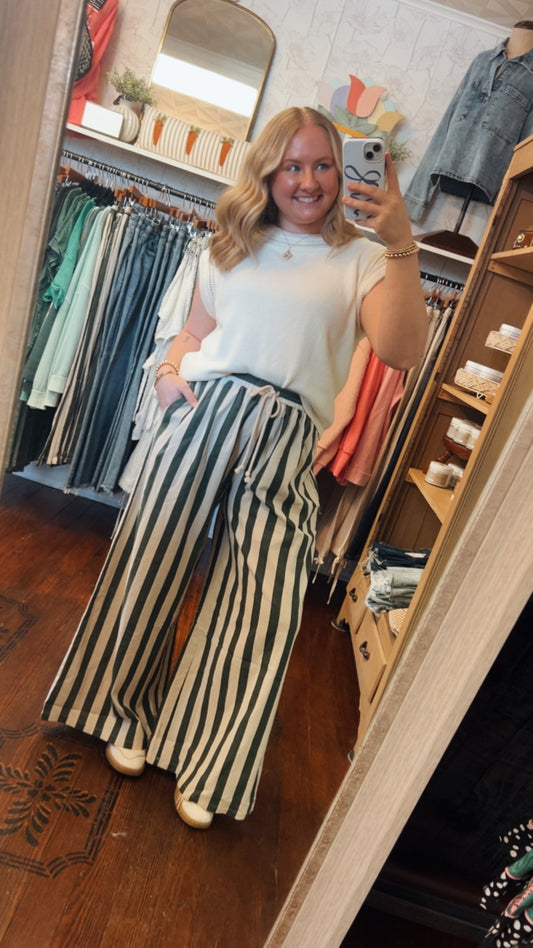 Forest Striped Linen Pants