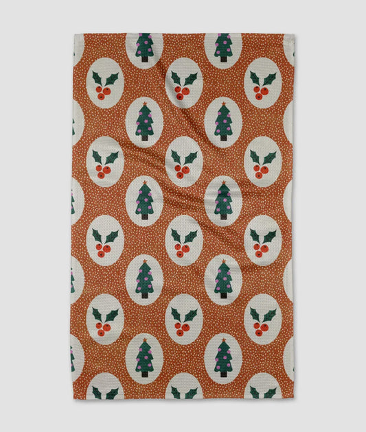 Vintage Holly Christmas Geometry Towel