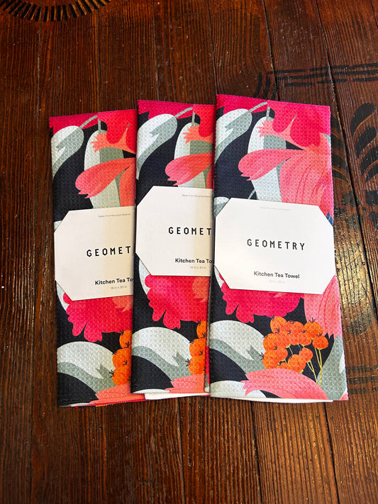 Dark Floral Geometry Towel