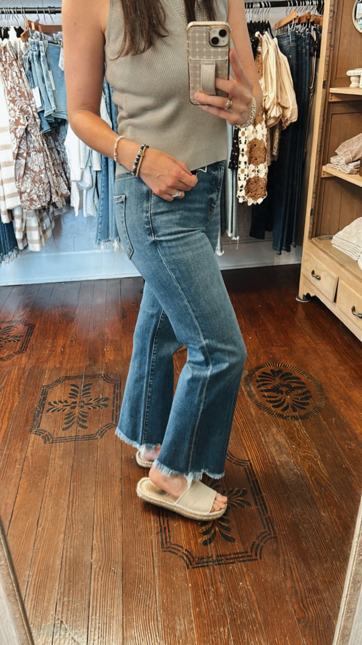 Tummy Control Straight Fray Jeans