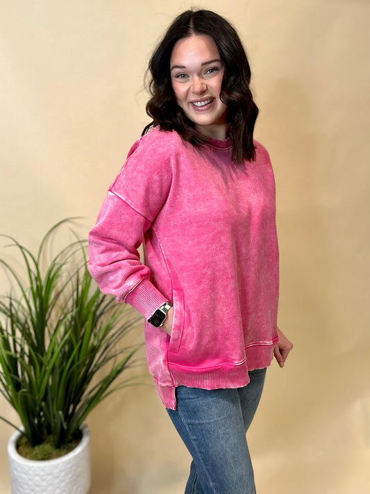 Hot Pink Wash Pullover