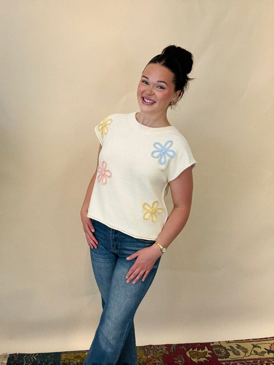 Cream Flower Top