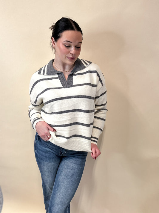 Stripe Collared Sweater